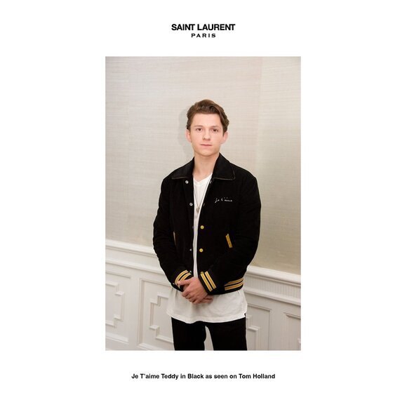 Saint Laurent Teddy Jacket Je T'aime Blue Size M Corduroy & Wool - Picture 3 of 12